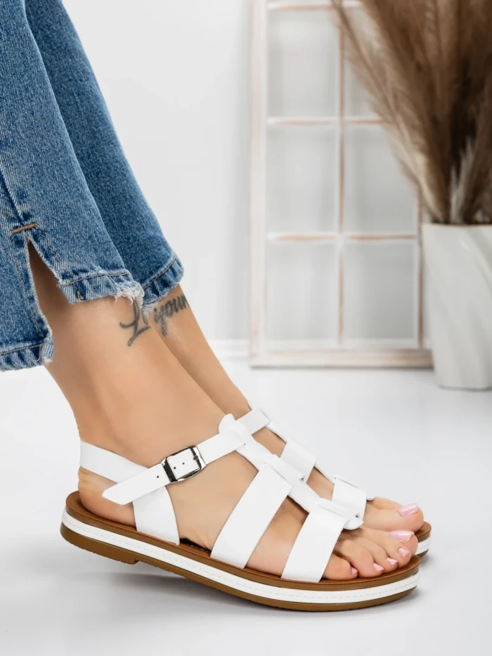 Sandale Dama cu Talpa Joasa 3GZ38 WHITE | MEI