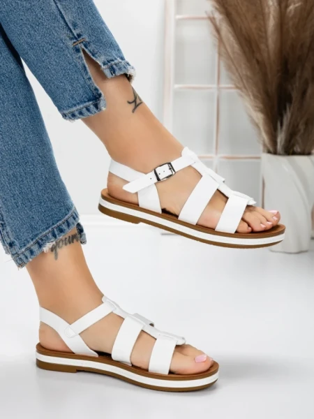 Sandale Dama cu Talpa Joasa 3GZ38 WHITE | MEI
