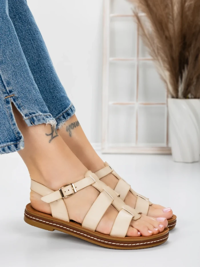 Sandale Dama cu Talpa Joasa 3GZ38 BEIGE | MEI