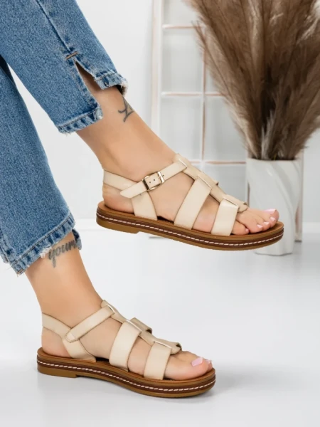 Sandale Dama cu Talpa Joasa 3GZ38 BEIGE | MEI