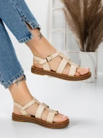 Sandale Dama cu Talpa Joasa 3GZ38 BEIGE | MEI