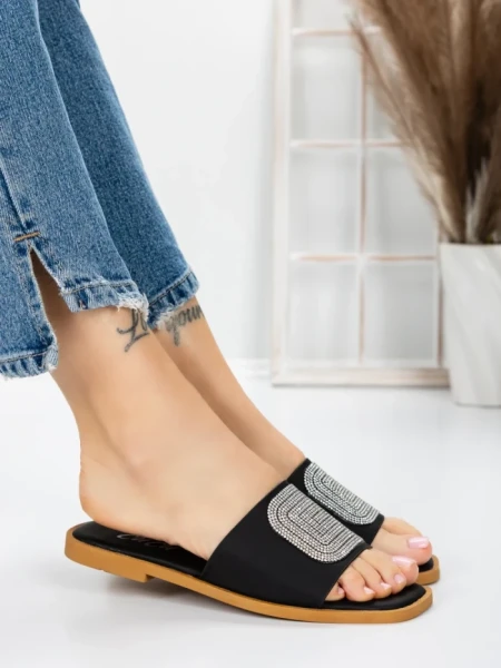 Papuci Dama cu Talpa Joasa 3AW308 BLACK | MEI