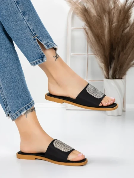 Papuci Dama cu Talpa Joasa 3AW308 BLACK | MEI