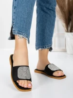 Papuci Dama cu Talpa Joasa 3AW308 BLACK | MEI