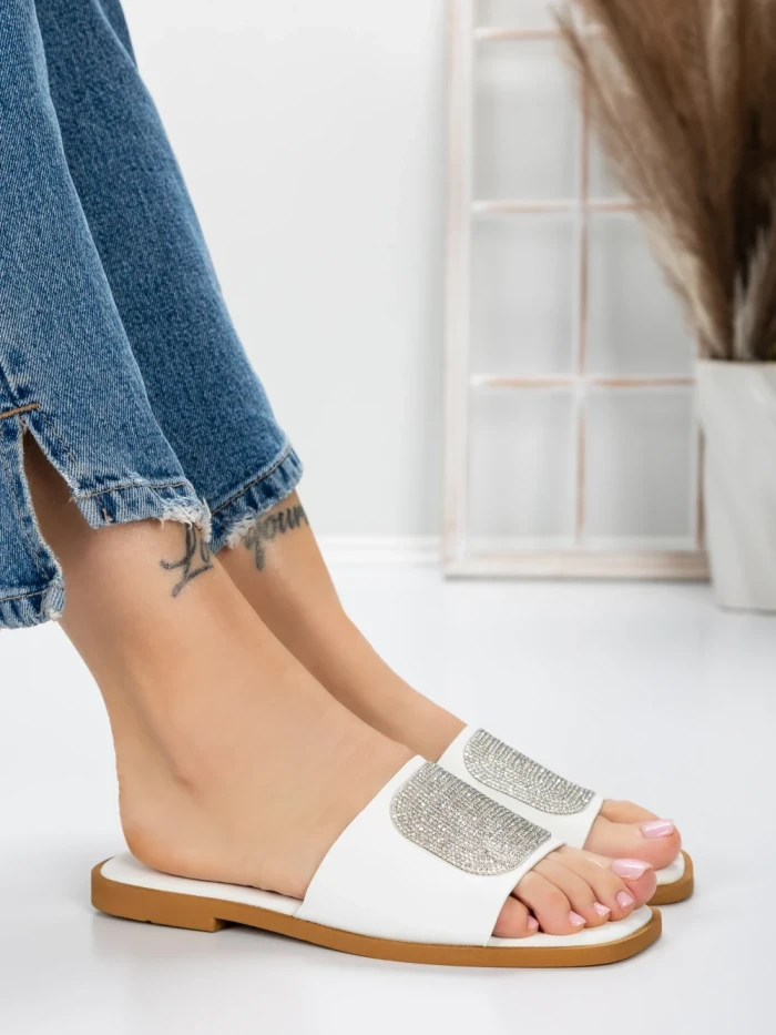 Papuci Dama cu Talpa Joasa 3AW308 WHITE | MEI