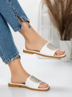 Papuci Dama cu Talpa Joasa 3AW308 WHITE | MEI