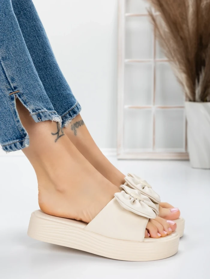 Papuci Dama cu Talpa Joasa 3AW319 BEIGE | MEI