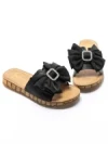 Papuci Dama din piele naturala 49005 BLACK | FORMAZIONE