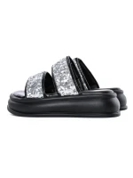 Papuci Dama cu Talpa Joasa 888-2 BLACK-SILVER | FASHION