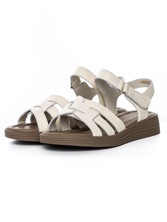 Sandale Dama din piele naturala KM8282 CREAM | FORMAZIONE