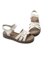 Sandale Dama din piele naturala KM8282 CREAM | FORMAZIONE