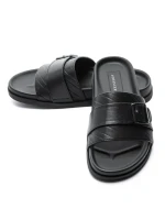 Papuci Barbati din piele naturala S11112 BLACK | ADVANCER