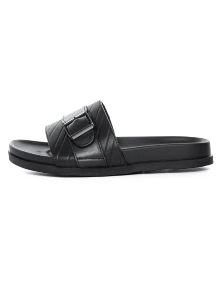 Papuci Barbati din piele naturala S11112 BLACK | ADVANCER
