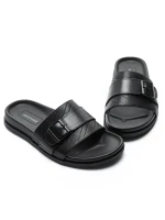 Papuci Barbati din piele naturala S11112 BLACK | ADVANCER