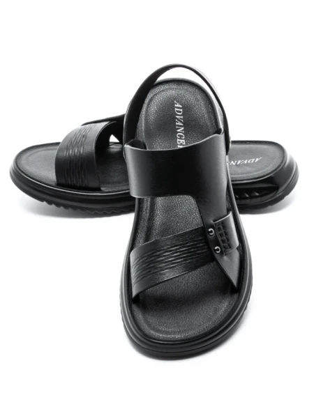 Sandale Barbati din piele naturala 56287 BLACK | ADVANCER