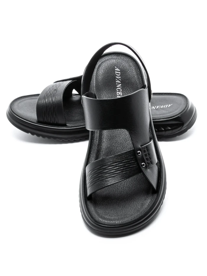 Sandale Barbati din piele naturala 56287 BLACK | ADVANCER