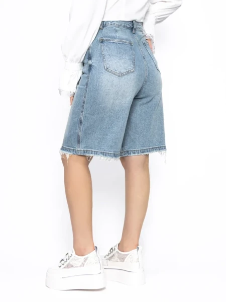 Blugi Scurti Dama H3395-1 ALBASTRU | KIKIRIKI