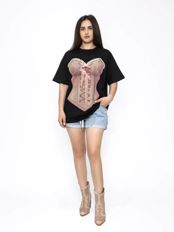 Tricou Dama RMB1358 NEGRU | KIKIRIKI