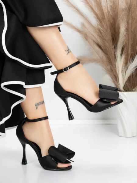 Sandale Dama cu Toc Subtire 5XKK16 BLACK | MEI