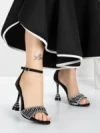 Sandale Dama cu Toc Subtire 5XKK18 BLACK | MEI