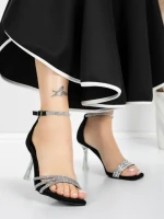 Sandale Dama cu Toc Subtire 5XKK20 BLACK | MEI
