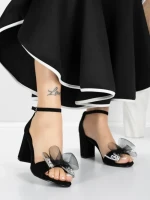 Sandale Dama cu Toc Gros 5XKK23 BLACK | MEI