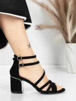 Sandale Dama cu Toc Gros 5XKK26 BLACK | MEI
