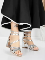 Sandale Dama cu Toc Gros 5XKK26 SILVER | MEI