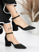 Pantofi cu Toc Gros 5XKK36 BLACK | MEI