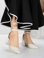 Pantofi cu Toc Gros 5XKK36 WHITE | MEI