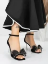 Sandale Dama cu Toc Subtire 5XKK22 BLACK | MEI