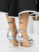 Sandale Dama cu Toc Subtire 5XKK22 SILVER | MEI