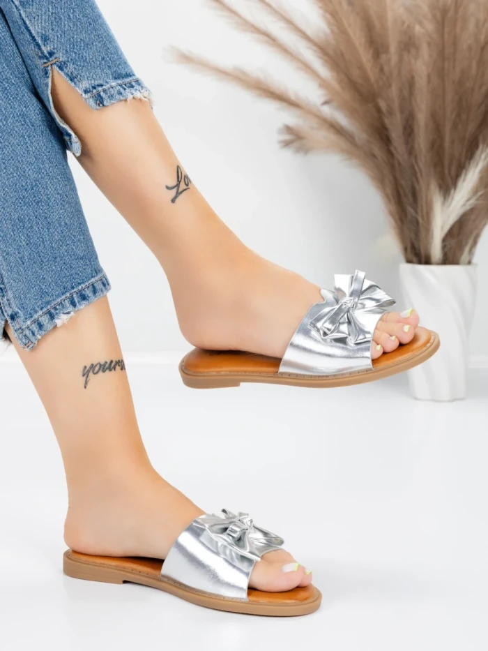 Papuci Dama cu Talpa Joasa 5PT9 SILVER | MEI