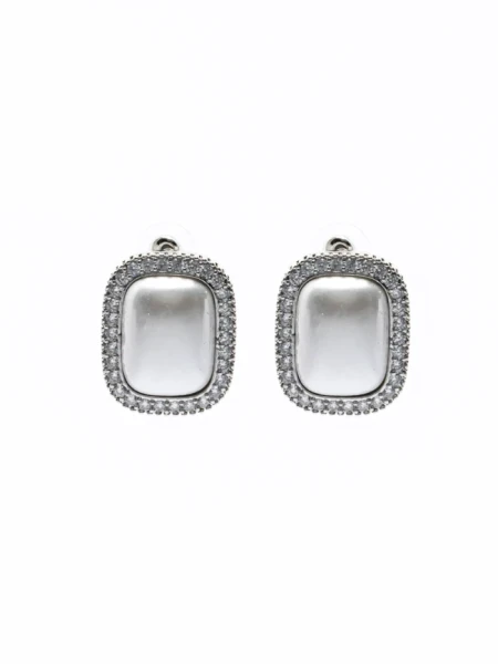 Set Colier + Cercei CLR010 ARGINTIU-ALB | MEI