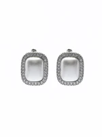 Set Colier + Cercei CLR010 ARGINTIU-ALB | MEI
