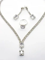 Set Colier + Cercei CLR014 ARGINTIU | MEI