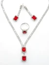 Set Colier + Cercei CLR016 ARGINTIU-ROSU | MEI