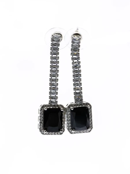 Set Colier + Cercei CLR016 ARGINTIU-NEGRU | MEI