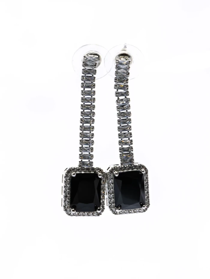 Set Colier + Cercei CLR016 ARGINTIU-NEGRU | MEI