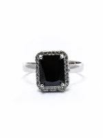 Set Colier + Cercei CLR016 ARGINTIU-NEGRU | MEI