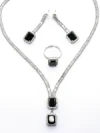 Set Colier + Cercei CLR016 ARGINTIU-NEGRU | MEI