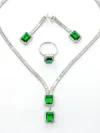 Set Colier + Cercei CLR016 ARGINTIU-VERDE | MEI
