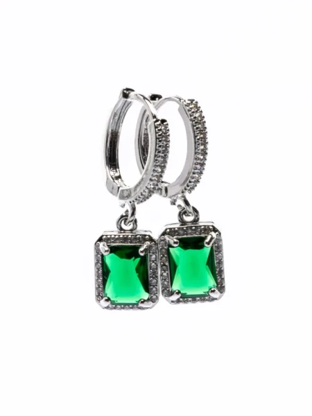 Set Colier + Cercei CLR001 ARGINTIU-VERDE | MEI
