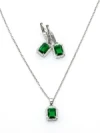 Set Colier + Cercei CLR001 ARGINTIU-VERDE | MEI