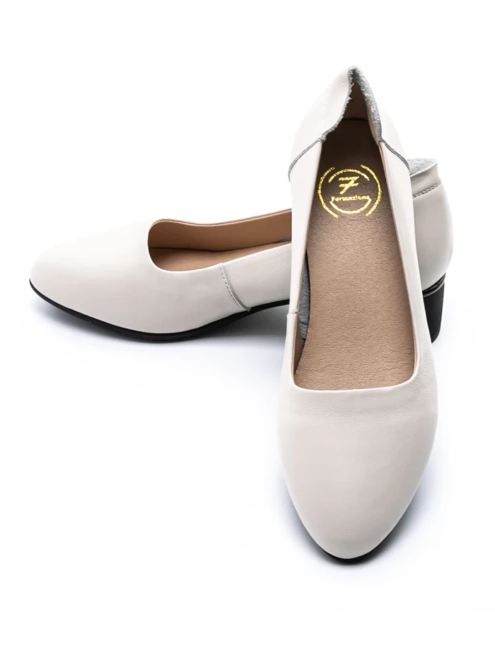 Pantofi cu Toc gros 5261 Crem | Formazione