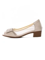 Pantofi cu Toc gros 9627 Crem Formazione
