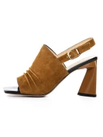 Sandale Dama cu Toc gros K4340-3722C Maro deschis Jose Simon