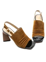 Sandale Dama cu Toc gros K4340-3722C Maro deschis Jose Simon