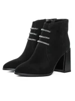 Botine Dama cu toc gros M01-01A Negru Jose Simon