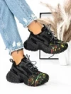 Pantofi Sport Dama cu Platforma 5WL82 BLACK | MEI